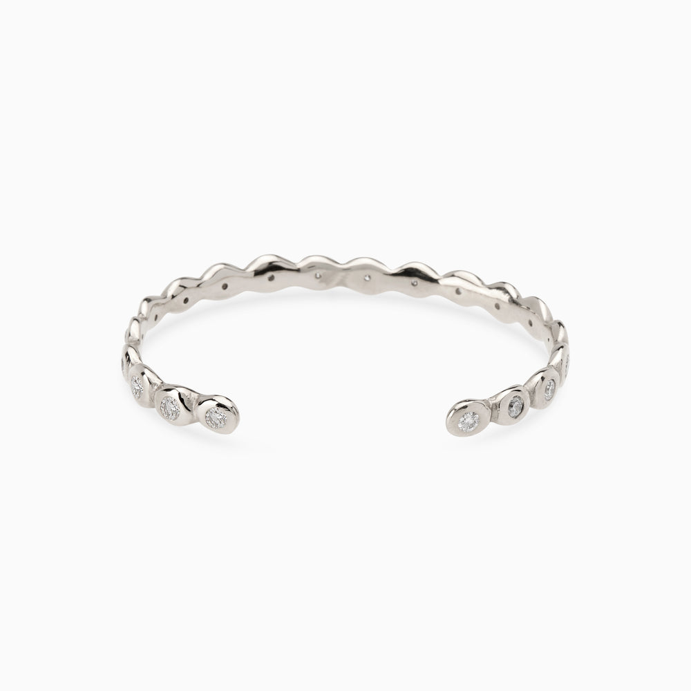 Ripple Diamond Cuff  | Solid White Gold