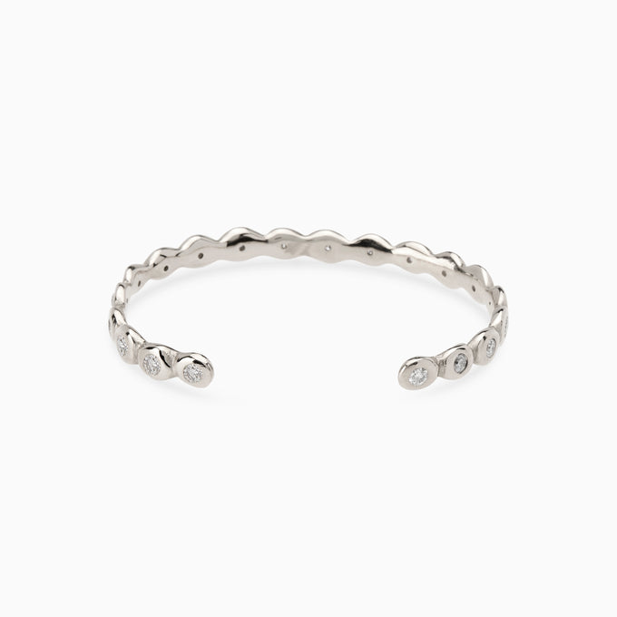 Ripple Diamond Cuff  | Solid White Gold