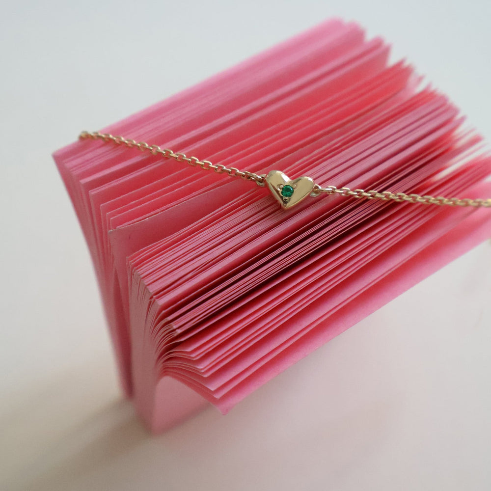 Mini Heart Stone Bracelet | Yellow Gold