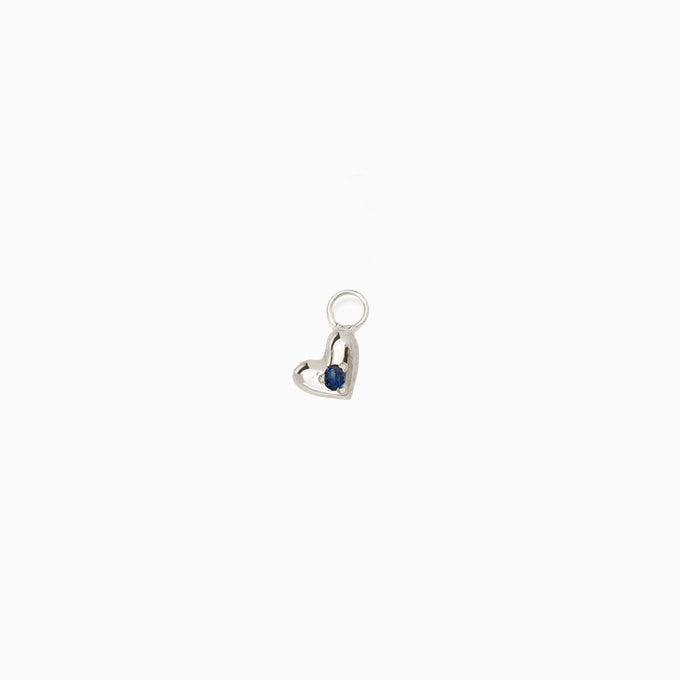 Mini Heart Stone Earring Charm | White Gold