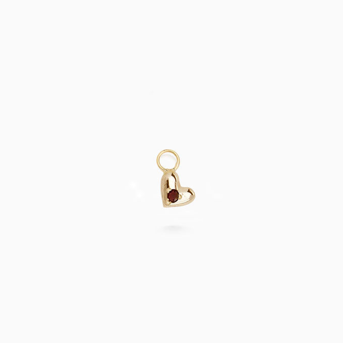 Mini Heart Stone Earring Charm | Yellow Gold