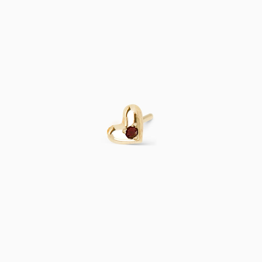 Mini Heart Stone Stud | Yellow Gold