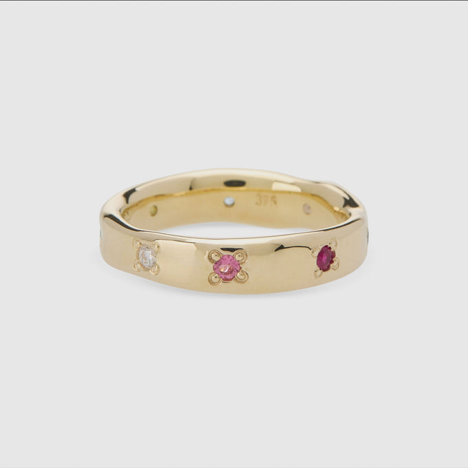 Signature Stone Band Ring | Solid Yellow Gold