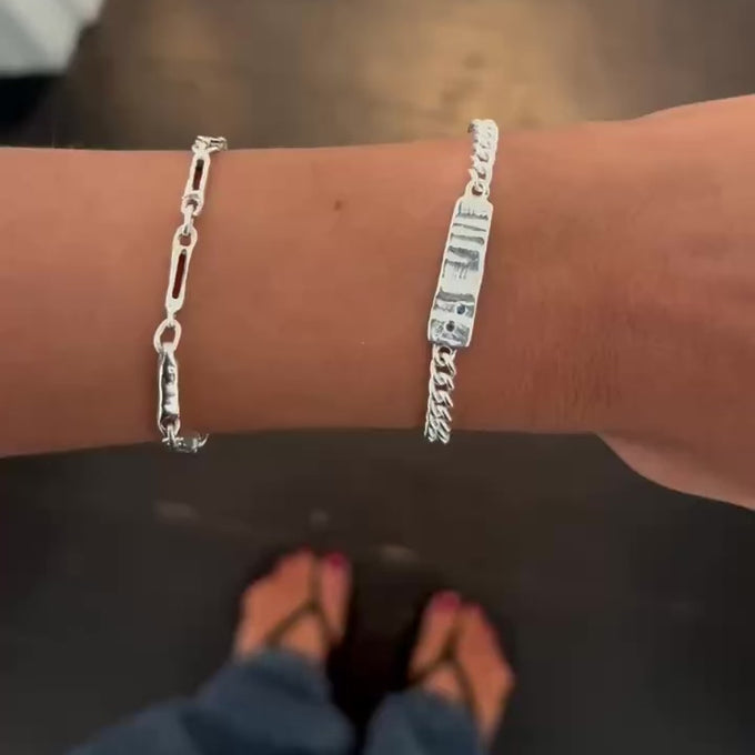 Anvil Tag Stone Bracelet | Silver