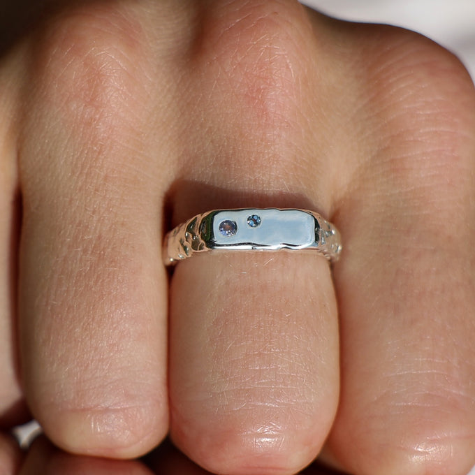 Custom Mason Ring (Stones & Engraving) | Silver