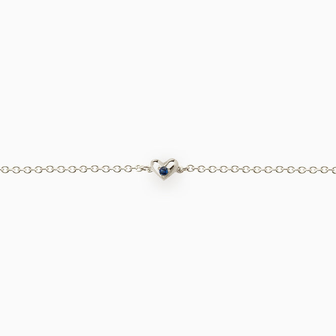 Mini Heart Stone Bracelet | White Gold