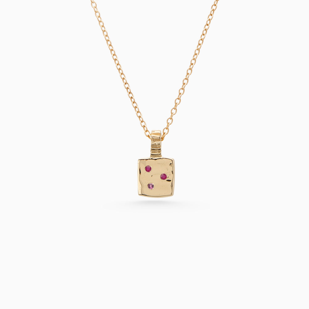 Mini Custom Slate Pendant (Stones & Engraving) | Yellow Gold