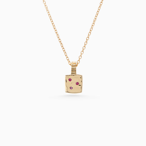 Mini Custom Slate Pendant (Stones & Engraving) | Yellow Gold