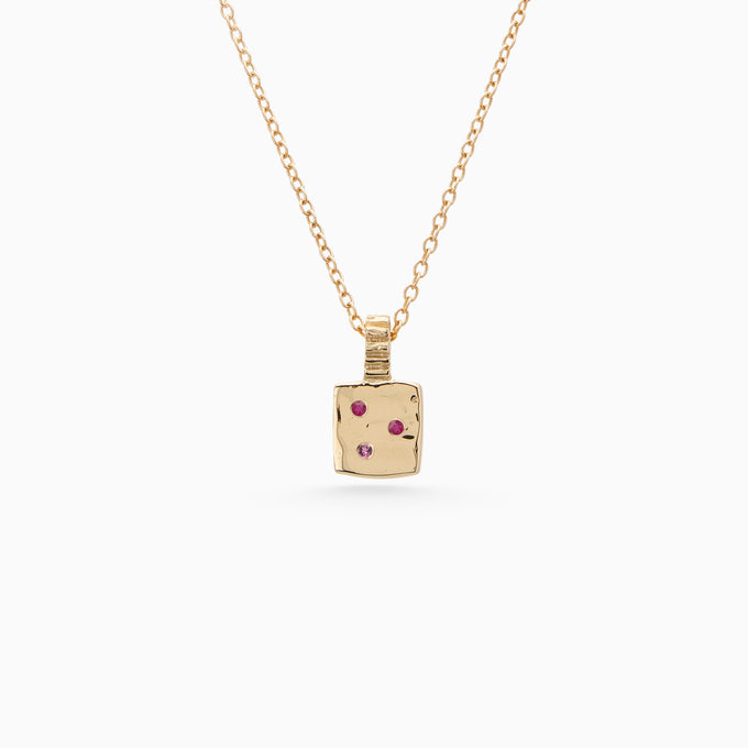 Mini Custom Slate Pendant (Stones & Engraving) | Yellow Gold