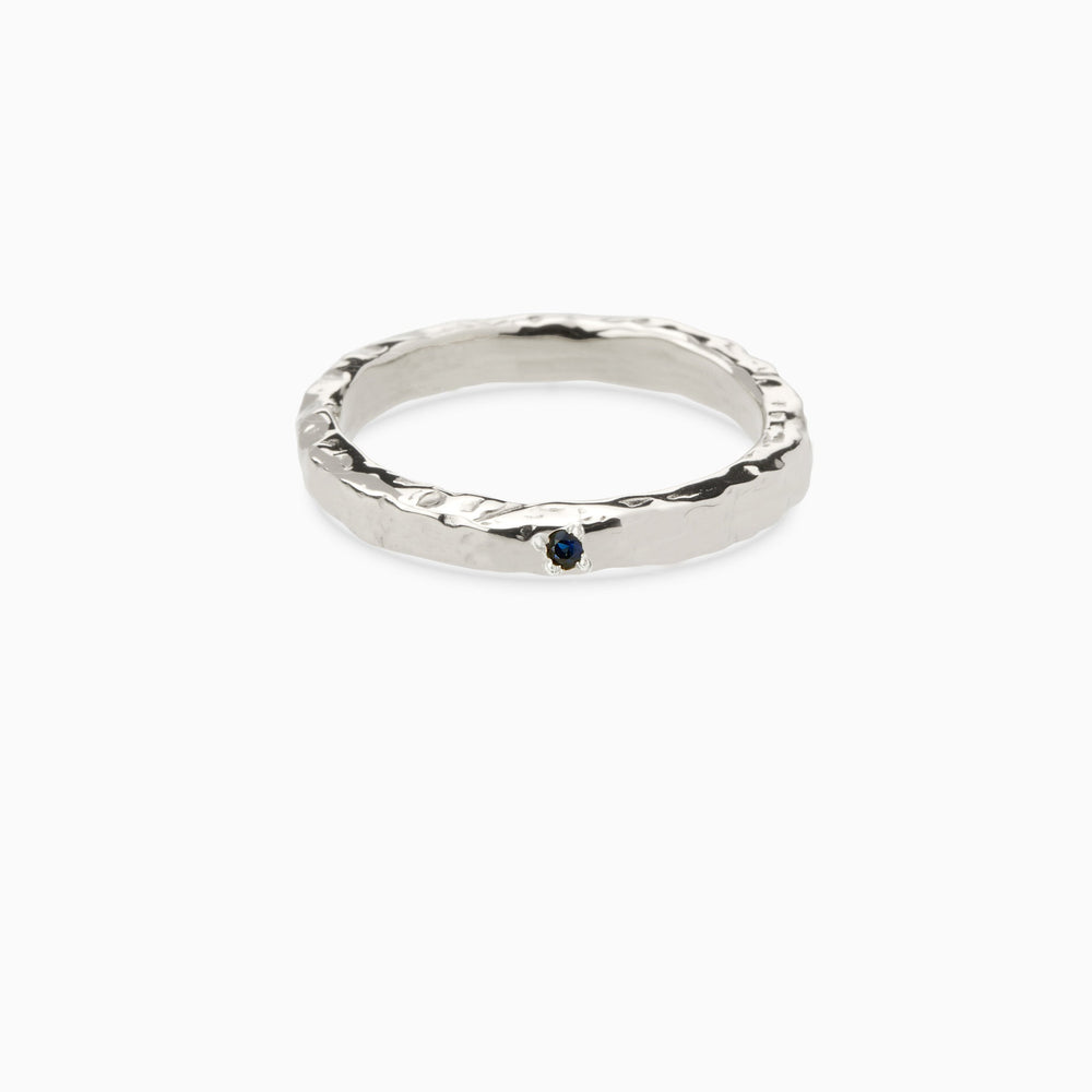 Hammered Stone Ring | Silver
