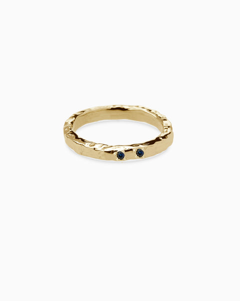 Hammered Stone Ring | Solid Yellow Gold