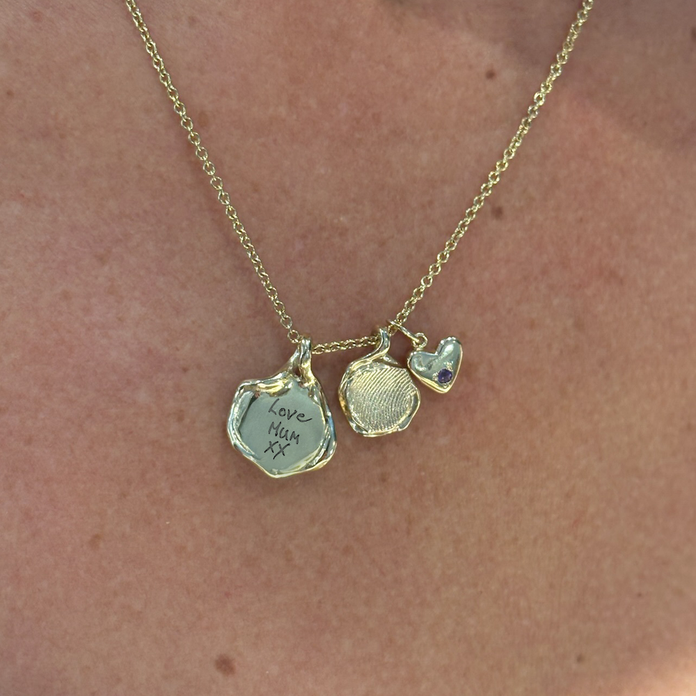 Custom Engraved Wave Pendant | Yellow Gold