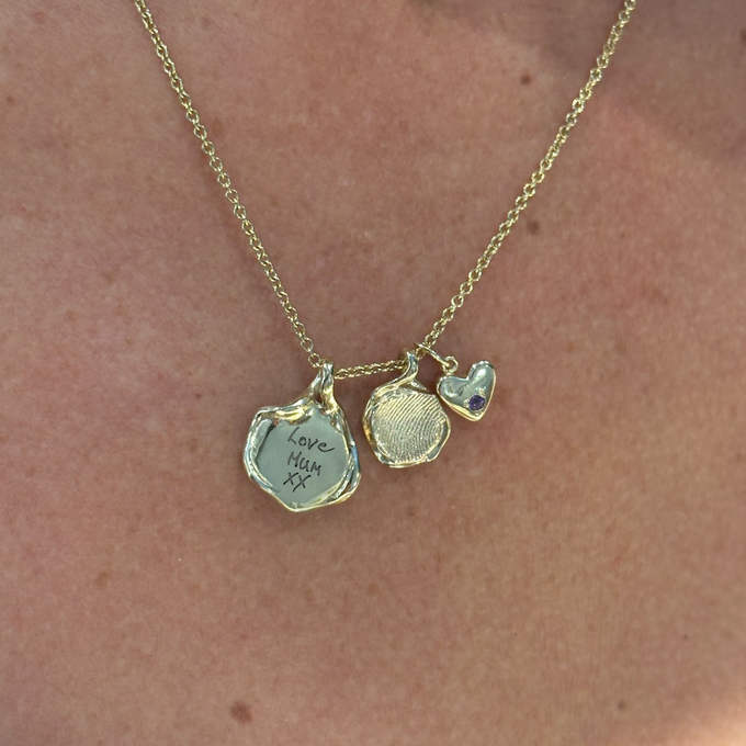 Custom Engraved Wave Pendant | Yellow Gold