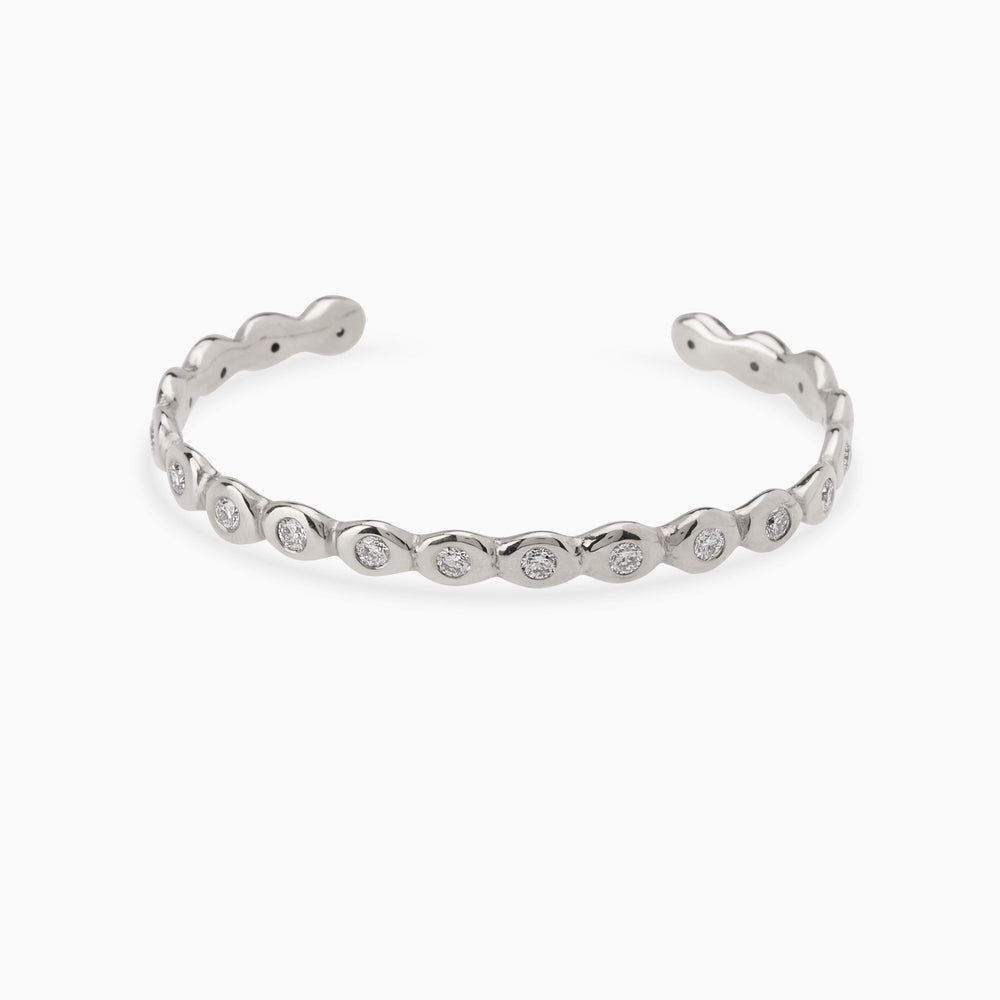 Ripple Diamond Cuff  | Solid White Gold