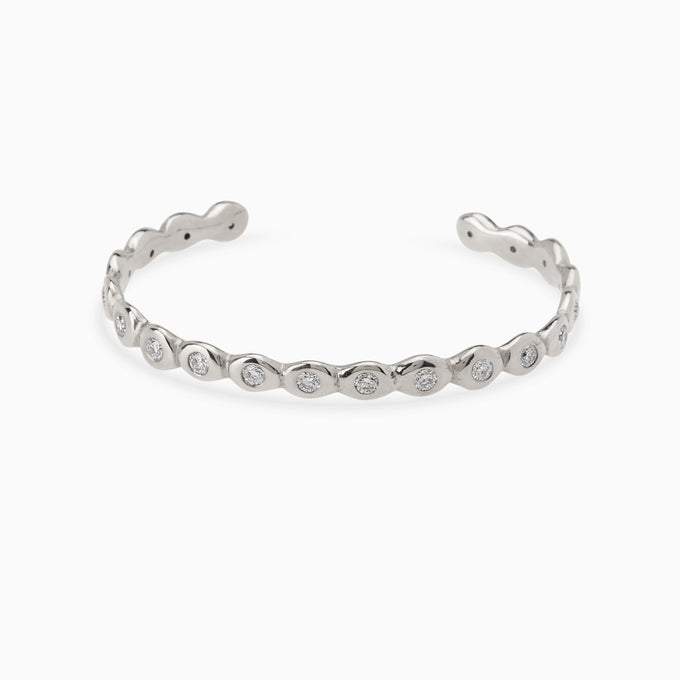 Ripple Diamond Cuff  | Solid White Gold