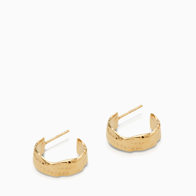 Fine Linen Textured Hoops | Gold