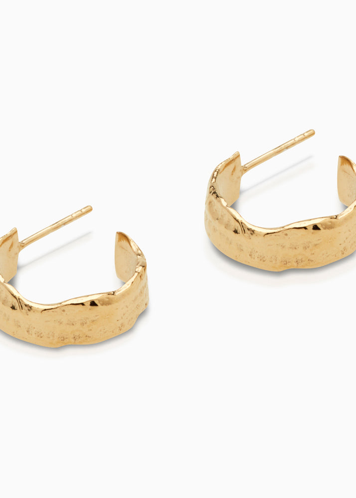 Fine Linen Textured Hoops | Gold