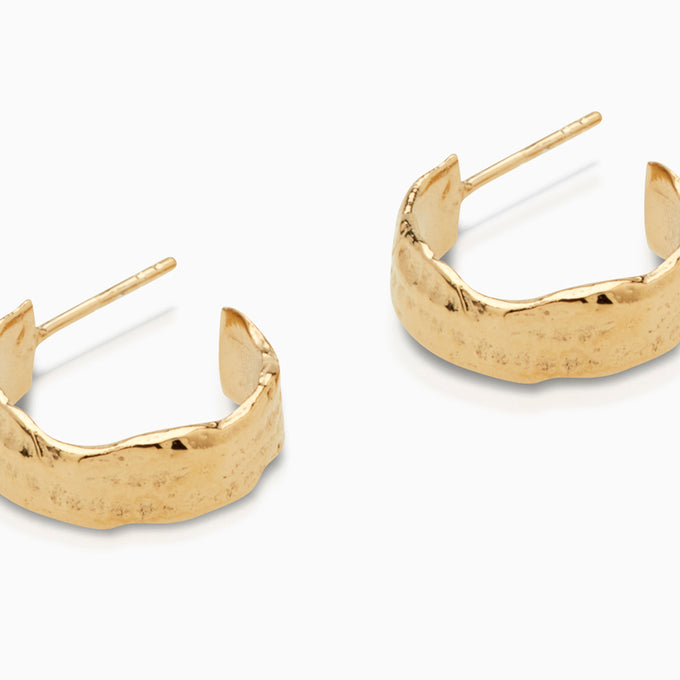 Fine Linen Textured Hoops | Gold