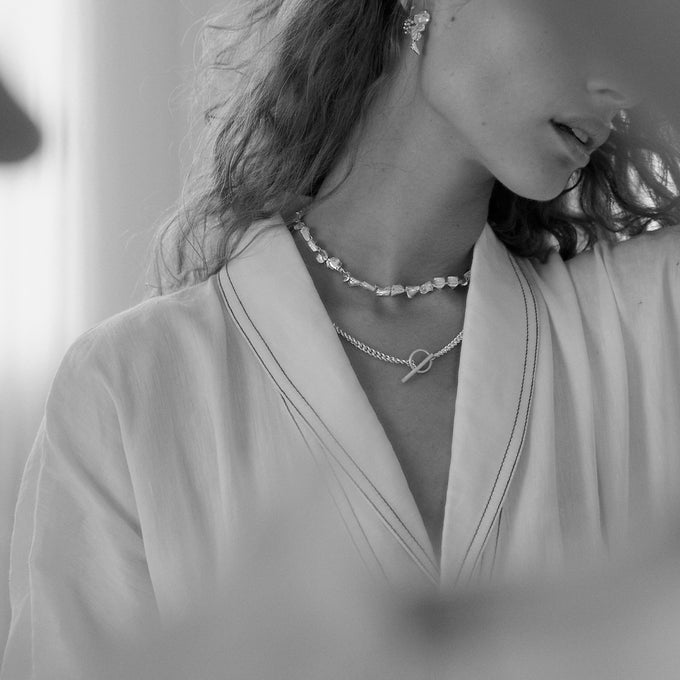 Curb Chain Fob Necklace  | Silver