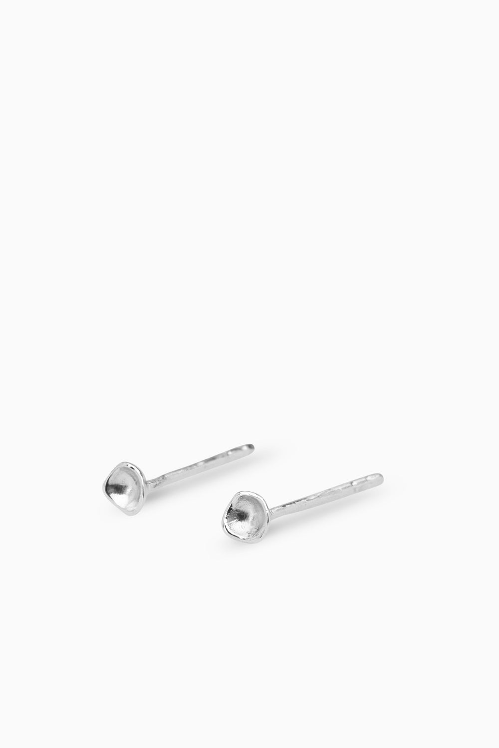 Tiny Concave Studs | Silver