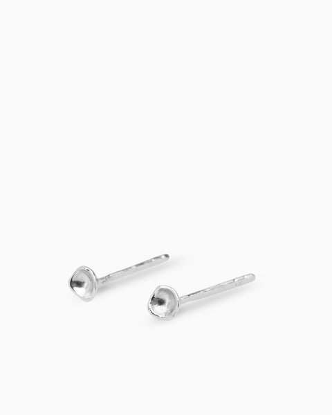 Tiny Concave Studs | Silver