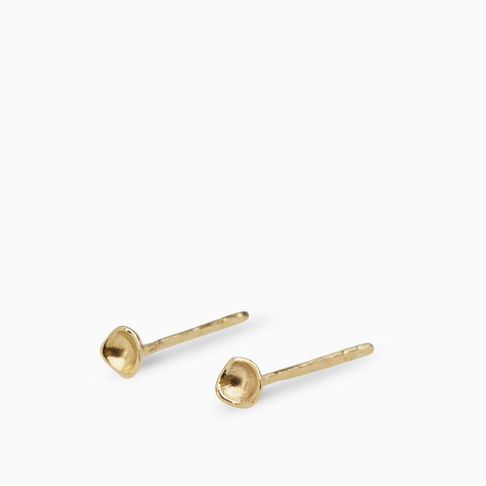 Tiny Concave Studs | Gold