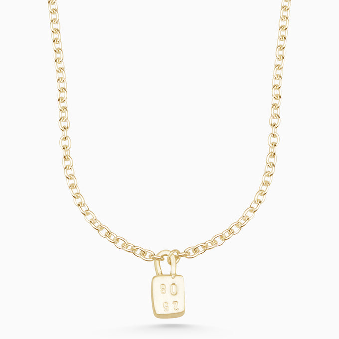 Hand Stamped Baggage Necklace | Gold