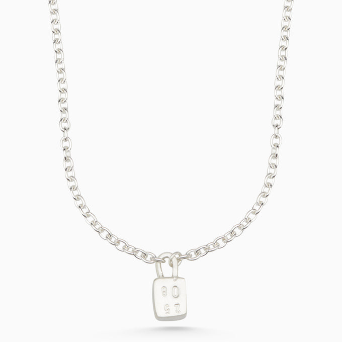 Hand Stamped Baggage Necklace | Silver