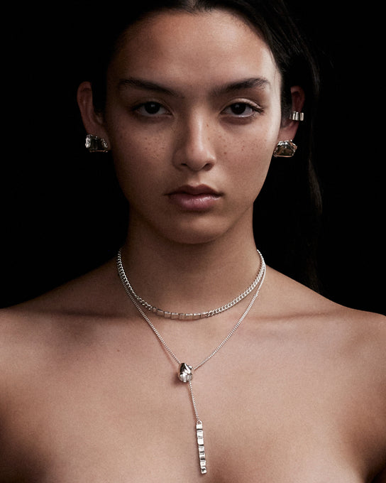 Curved Trim Necklace | Silver