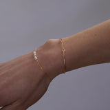 Beaded Diamond Cut Bracelet White | Solid Gold