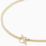 Curb Chain Fob Necklace  | Gold