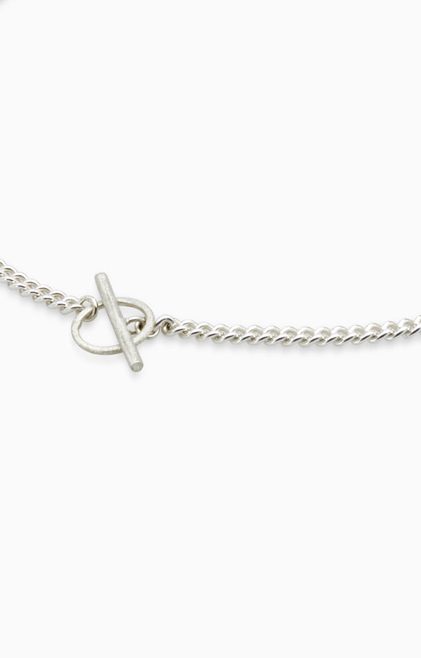 Curb Chain Fob Necklace  | Silver