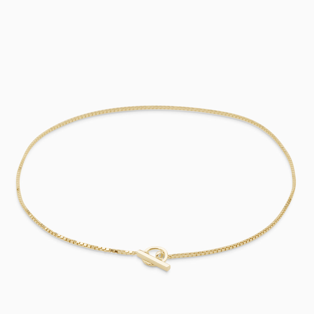 Box Chain Fob Necklace  | Gold