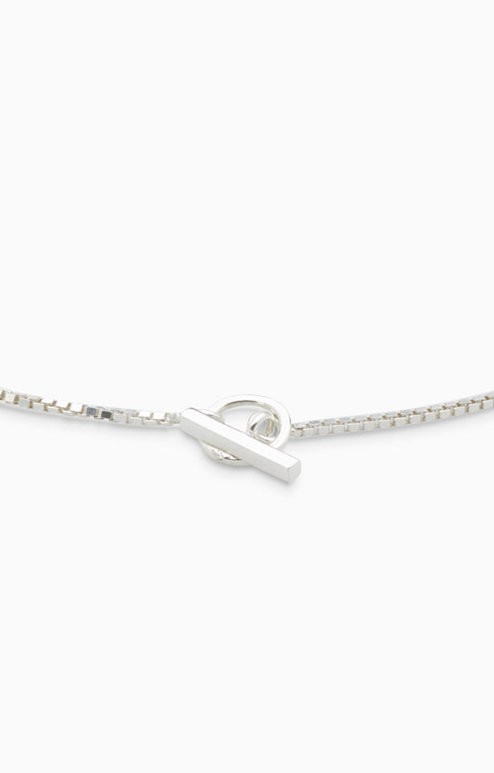 Box Chain Fob Necklace  | Silver