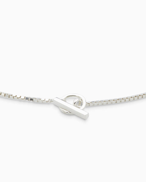 Box Chain Fob Necklace  | Silver