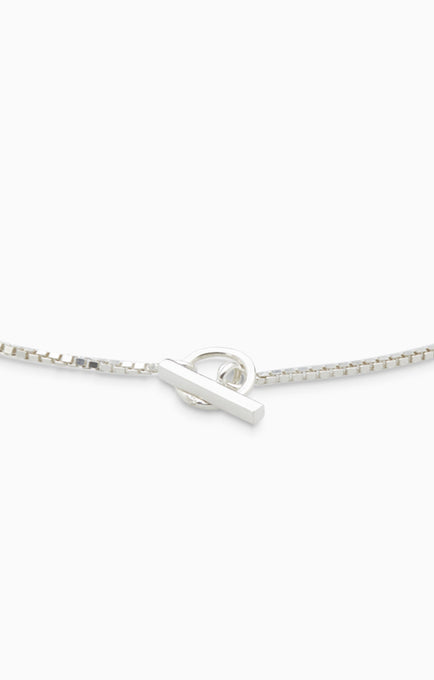 Box Chain Fob Necklace  | Silver