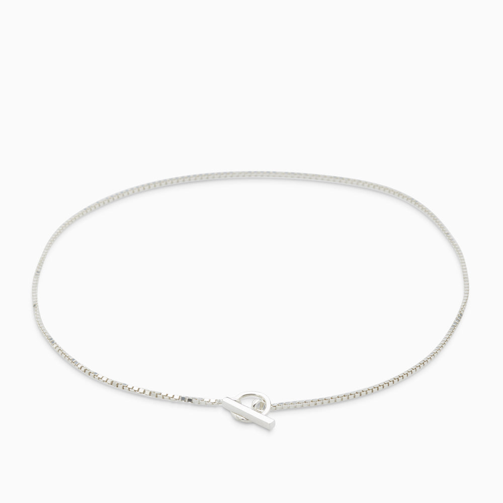 Box Chain Fob Necklace  | Silver