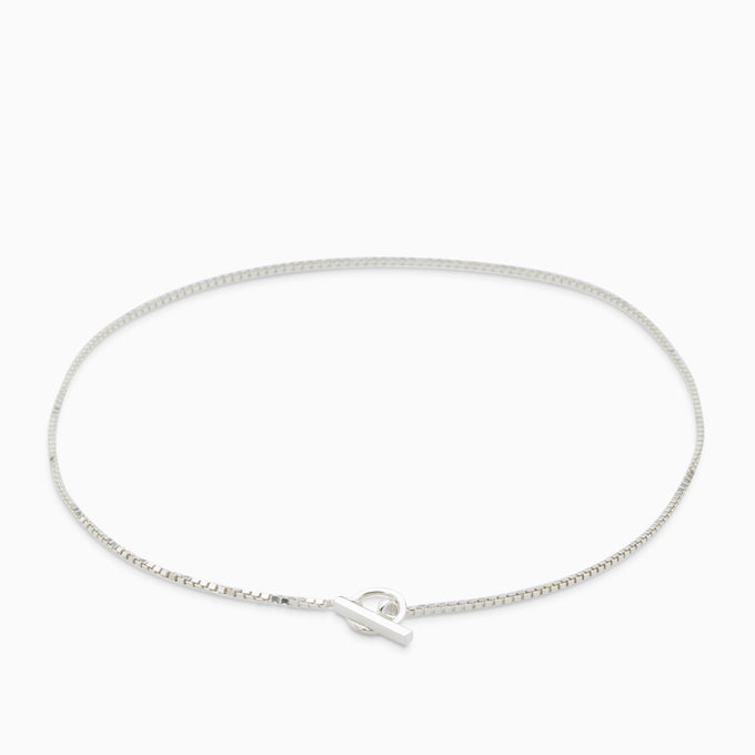 Box Chain Fob Necklace  | Silver