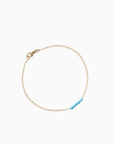 Beaded Diamond Cut Bracelet Blue | Solid Gold