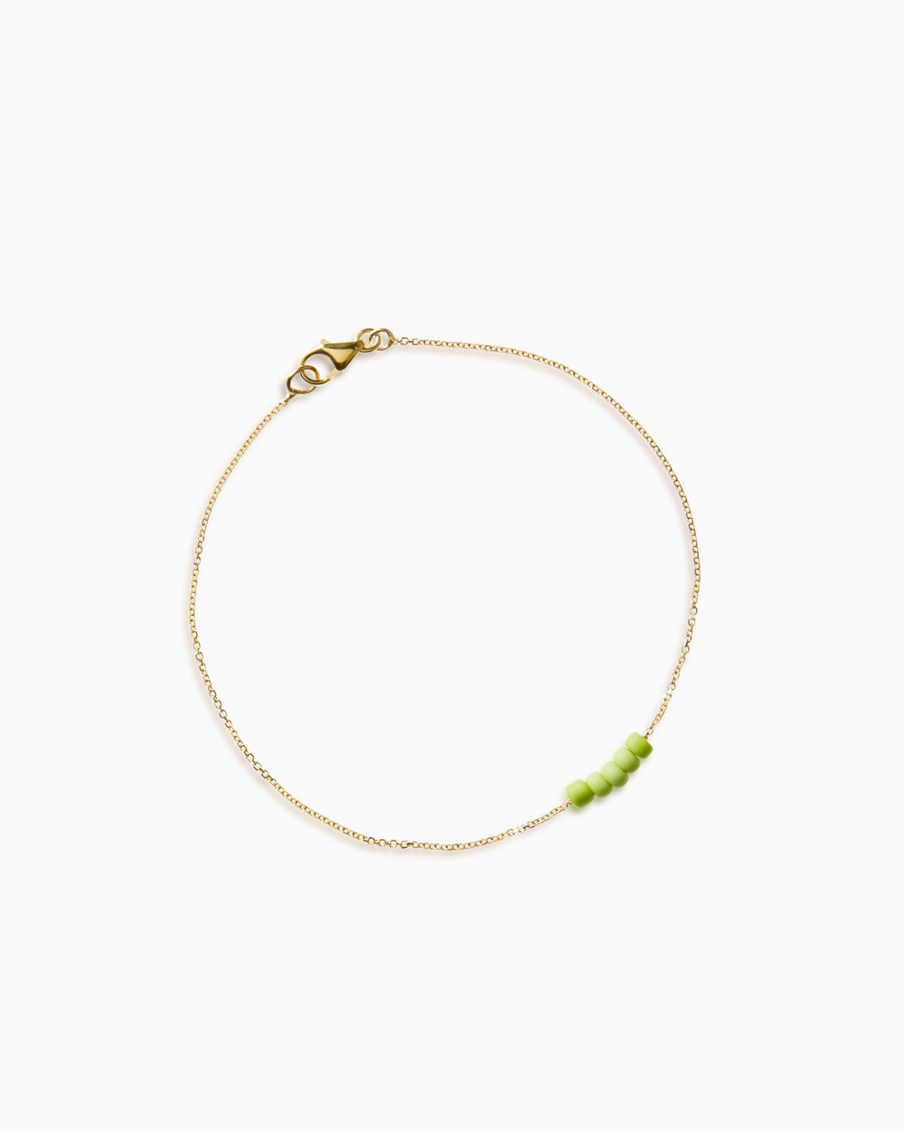 Beaded Diamond Cut Bracelet Green | Solid Gold