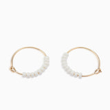 Beaded Hoops White | Solid Gold
