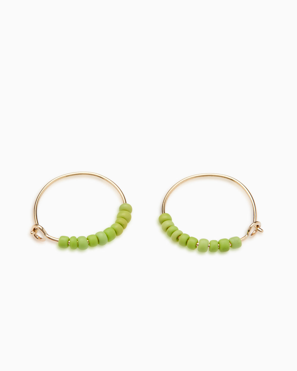 Beaded Hoops Green | Solid Gold