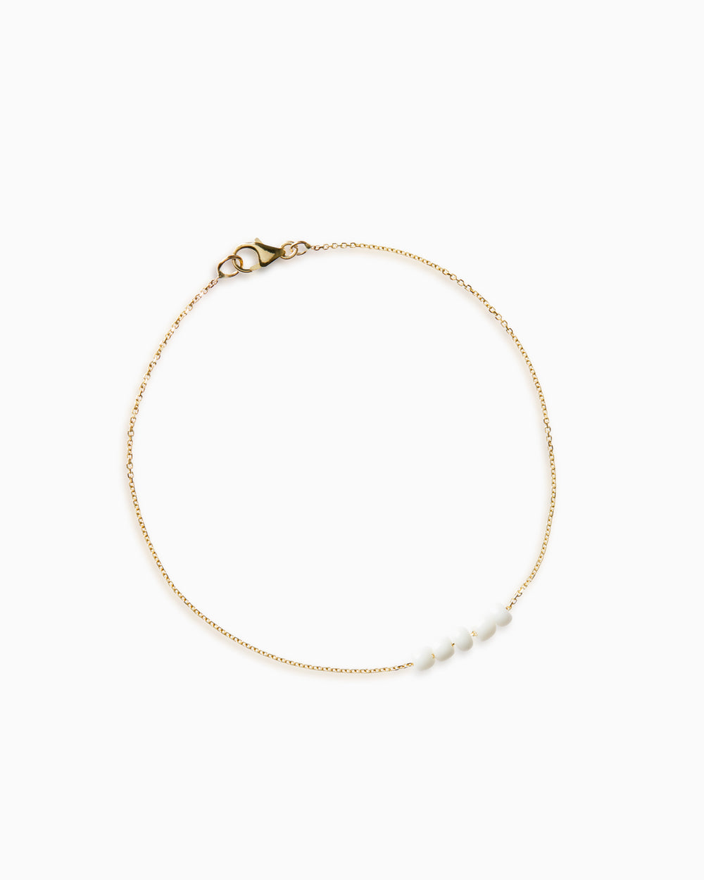 Beaded Diamond Cut Bracelet White | Solid Gold