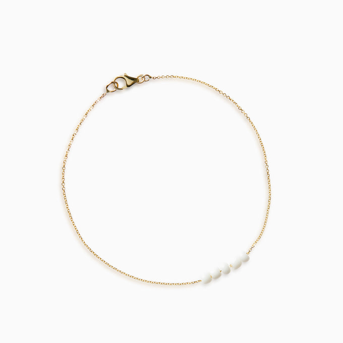 Beaded Diamond Cut Bracelet White | Solid Gold