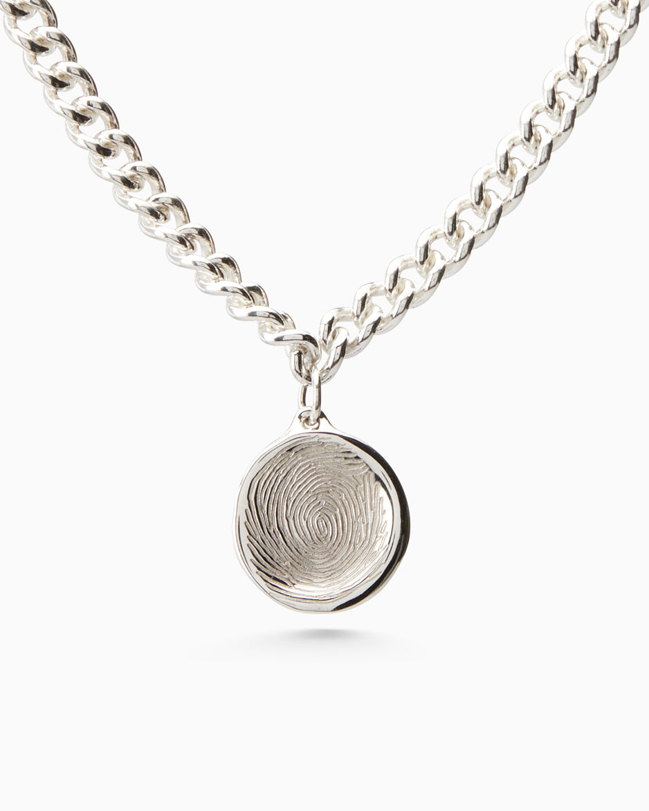 Laser Impression Charm Necklace | Silver
