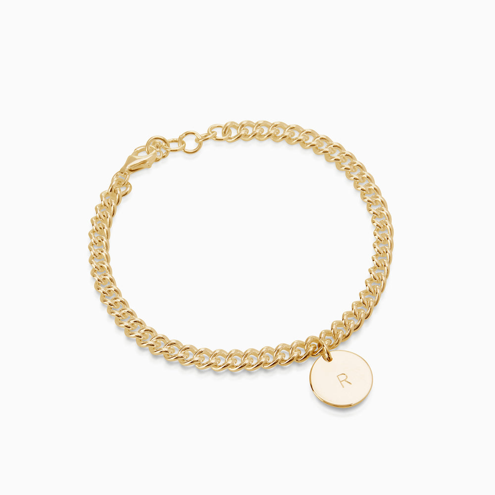 Curb Disc Bracelet | Yellow Gold