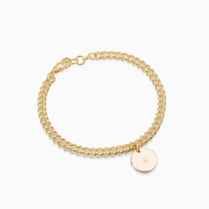 Curb Disc Bracelet | Yellow Gold