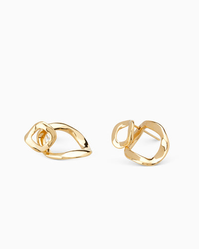 Curve Earrings Front and Back | Gold
