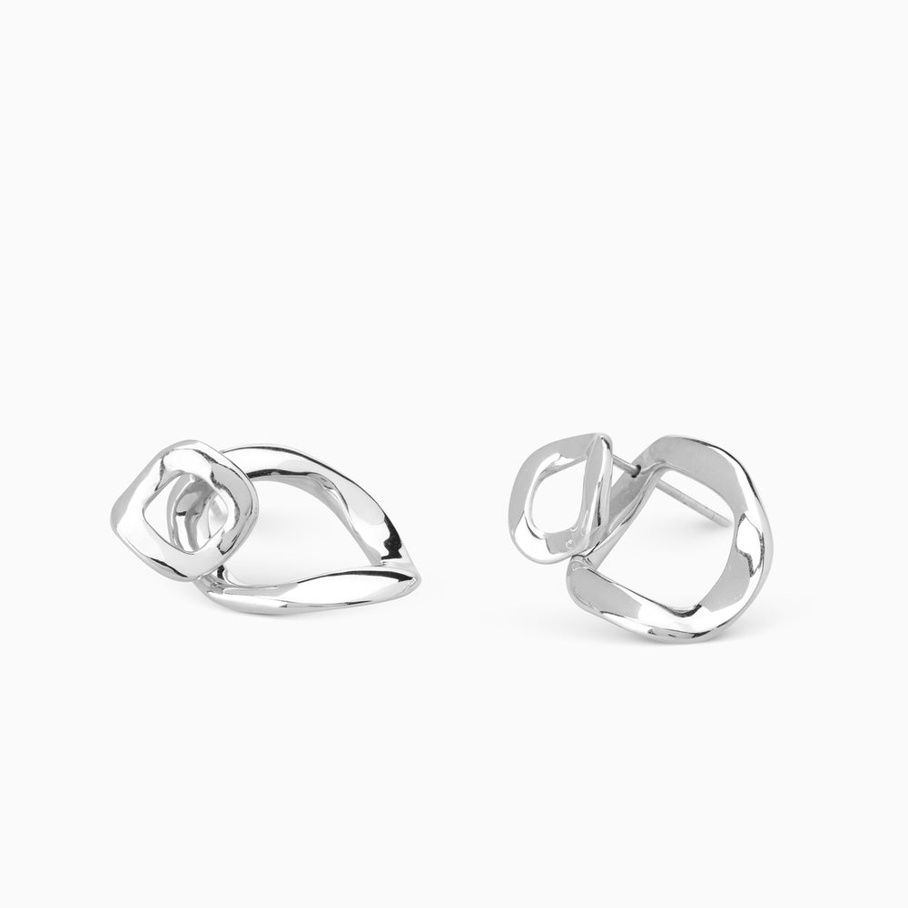 Curve Earrings Front and Back | Silver