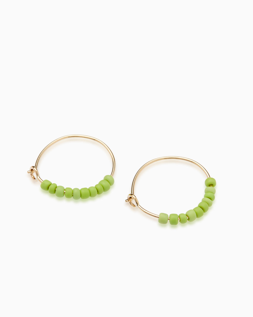 Beaded Hoops Green | Solid Gold